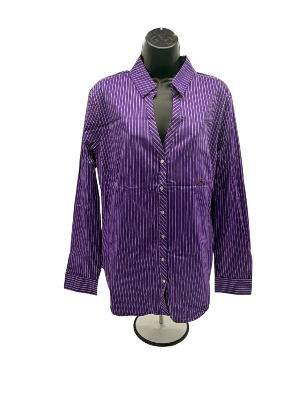 NWT NY&C Purple & Silver Pinstripe Button-Down Shirt, XL